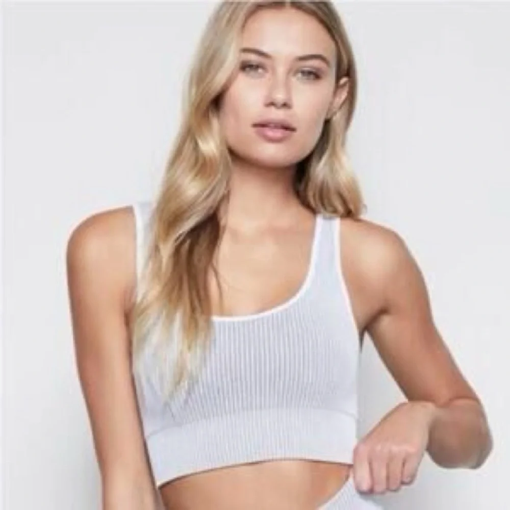 GOOD AMERICAN Seamless Ribbed Lounge Stretch Tank Bra Thick Strap SIZE XS 0 Fit - Picture 5 of 5